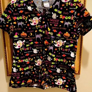 Halloween scrub top